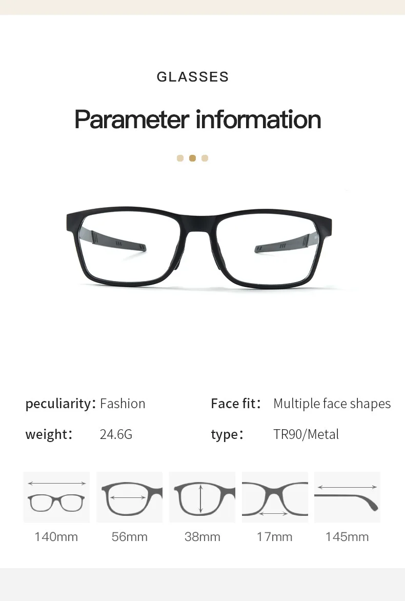 YIMARUILI Mode Sport Brille Männer und Frauen Radfahren Basketball TR90 Legierung Quadratische Optische Brillen Rahmen 8086 – Detail 6