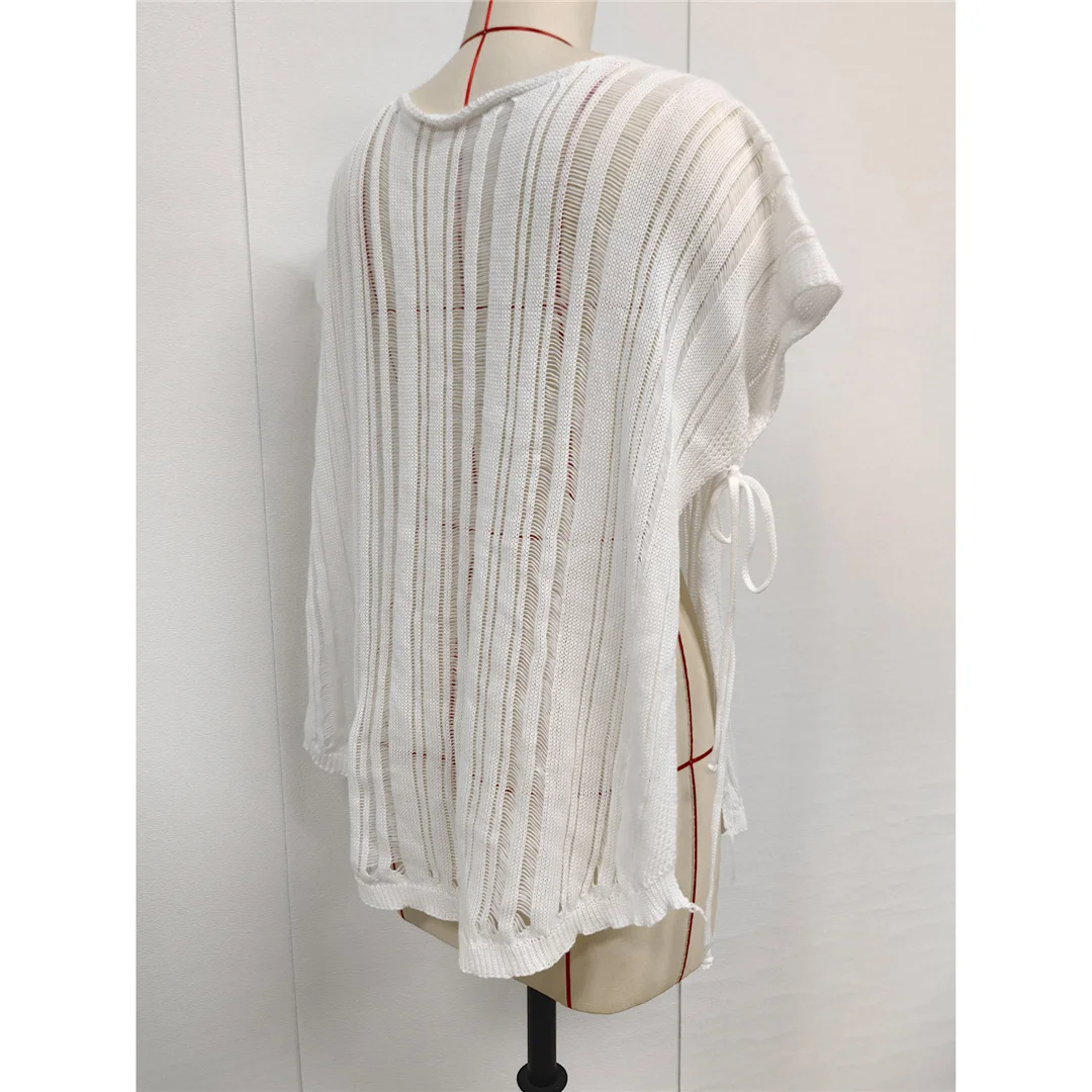 2026 Neues Kurzarm-V-Ausschnitt-Häkel-Strick-Tunika-Strandkleid-Überwurf-Strandkleid-Strandmode-Strandkleidung für Damen V8211 – Detail 21