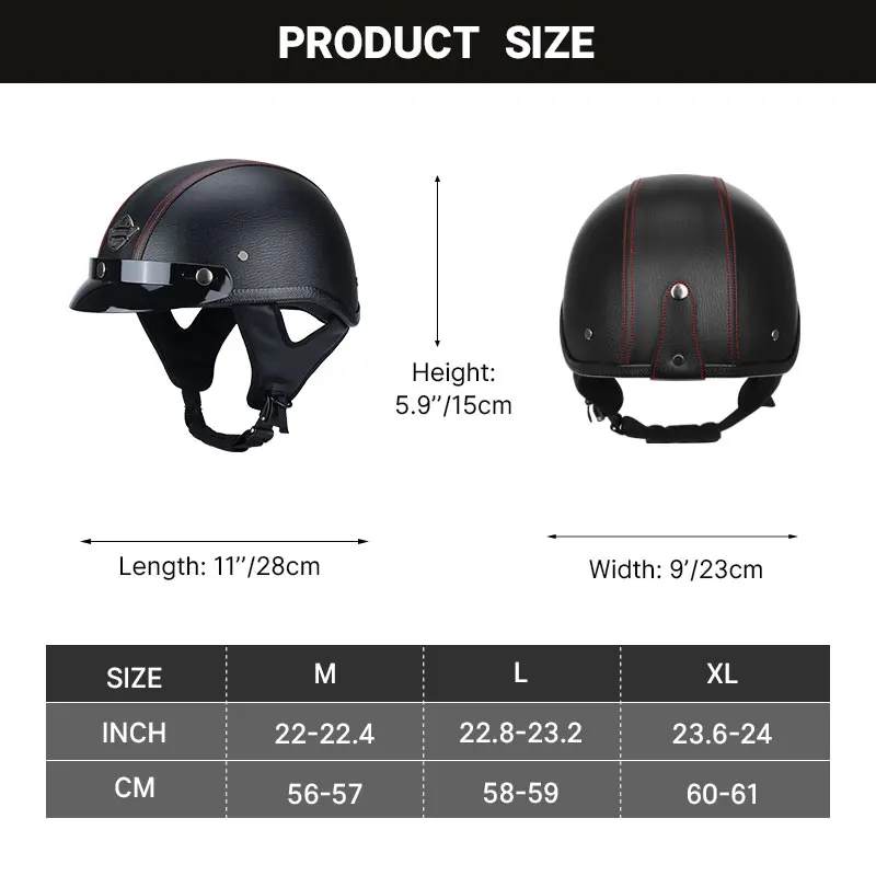 Open Face Retro Motorbike Helmet Vintage Motocycle Helmets Scooter Biker Motorbike Racing Riding Safety Cap Casco Moto