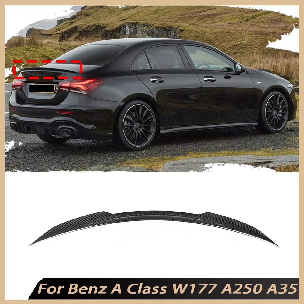 

Dry Carbon Fiber Rear Spoiler for Mercedes Benz A Class W177 A250 A35 AMG Sedan 2018 + Rear Trunk Duck Spoiler Lid Wing