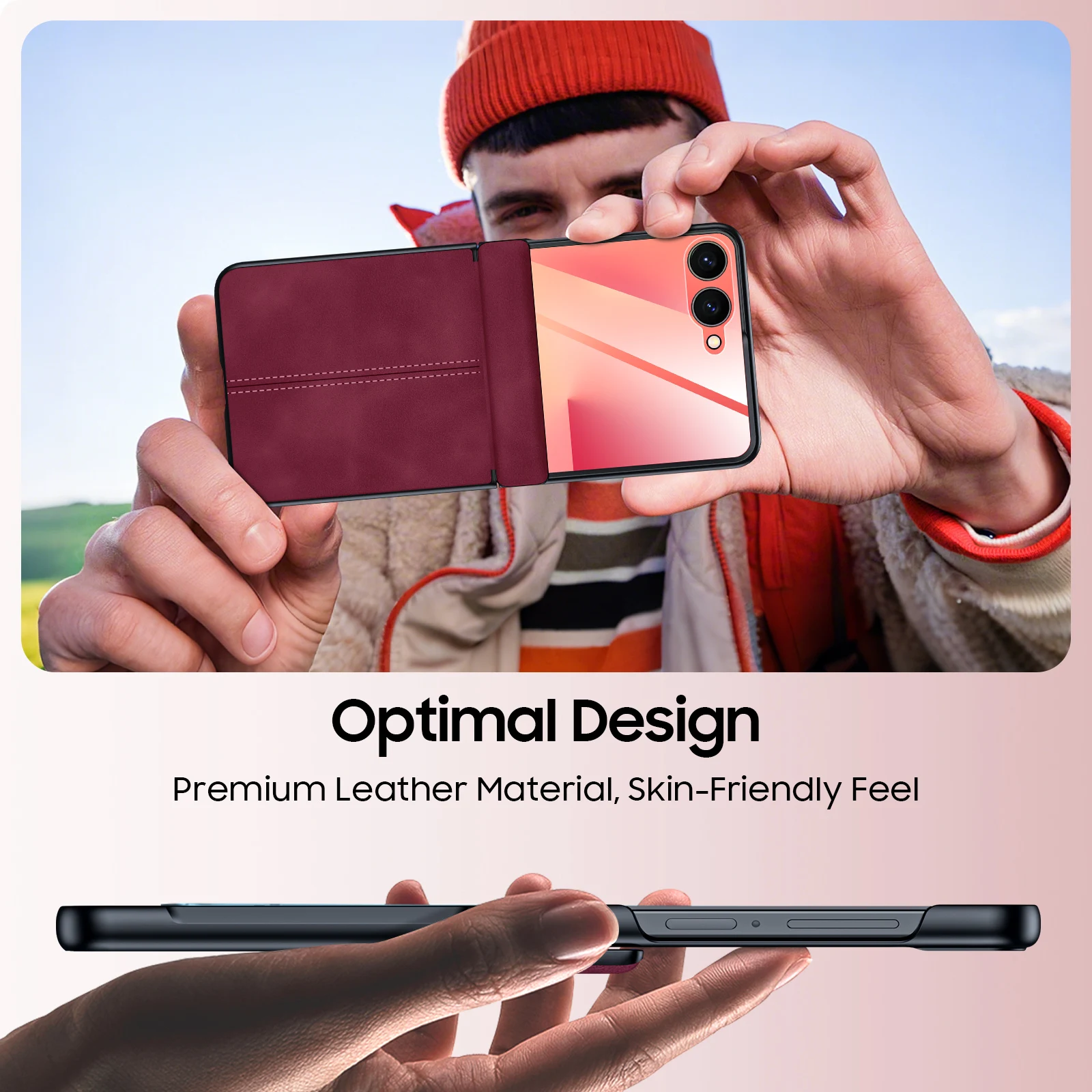 Etui na Samsung Galaxy Z Flip 7 Luksusowe etui z ekoskóry z folią ochronną na tył do Samsung Z Flip 7 FE 6 — zdjęcie produktu 6