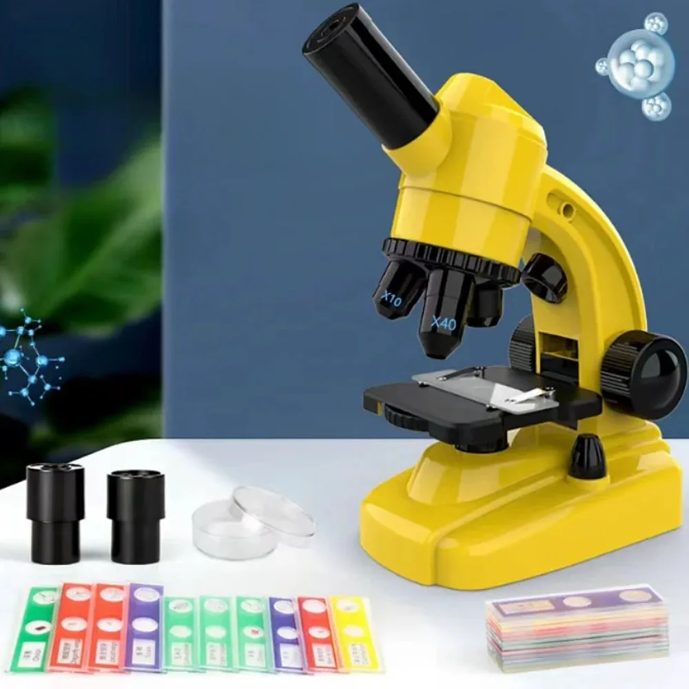 Children's microscope 1600x biology optics HD microscope primary school students special science experiment microscope set gift