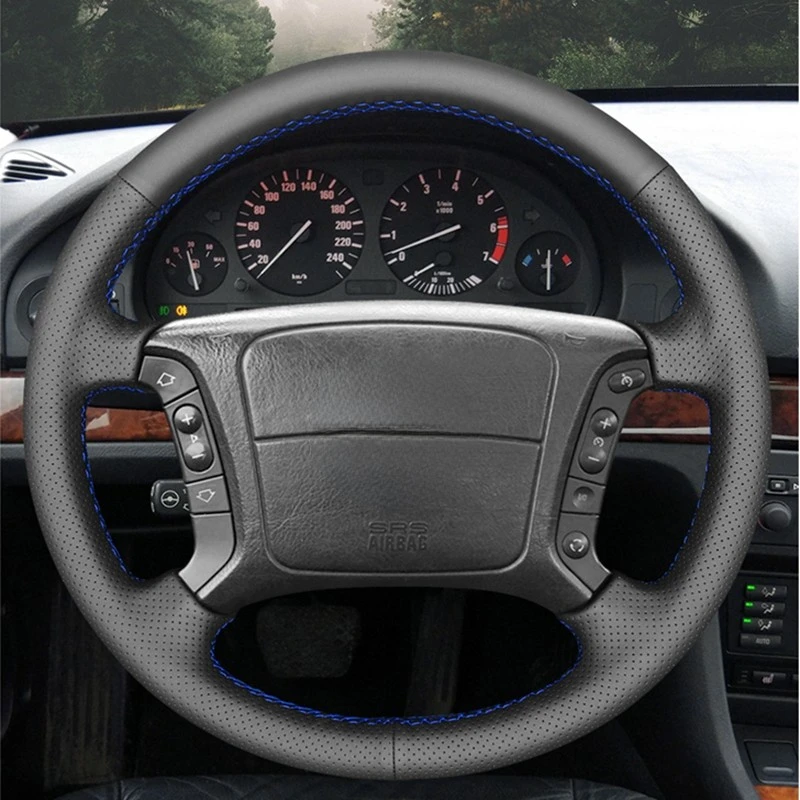 DIY Hand-stitched Black High Soft Artificial Leather Car Comfortable Steering Wheel Cover for BMW E46 325i 318i E39 E53 X5