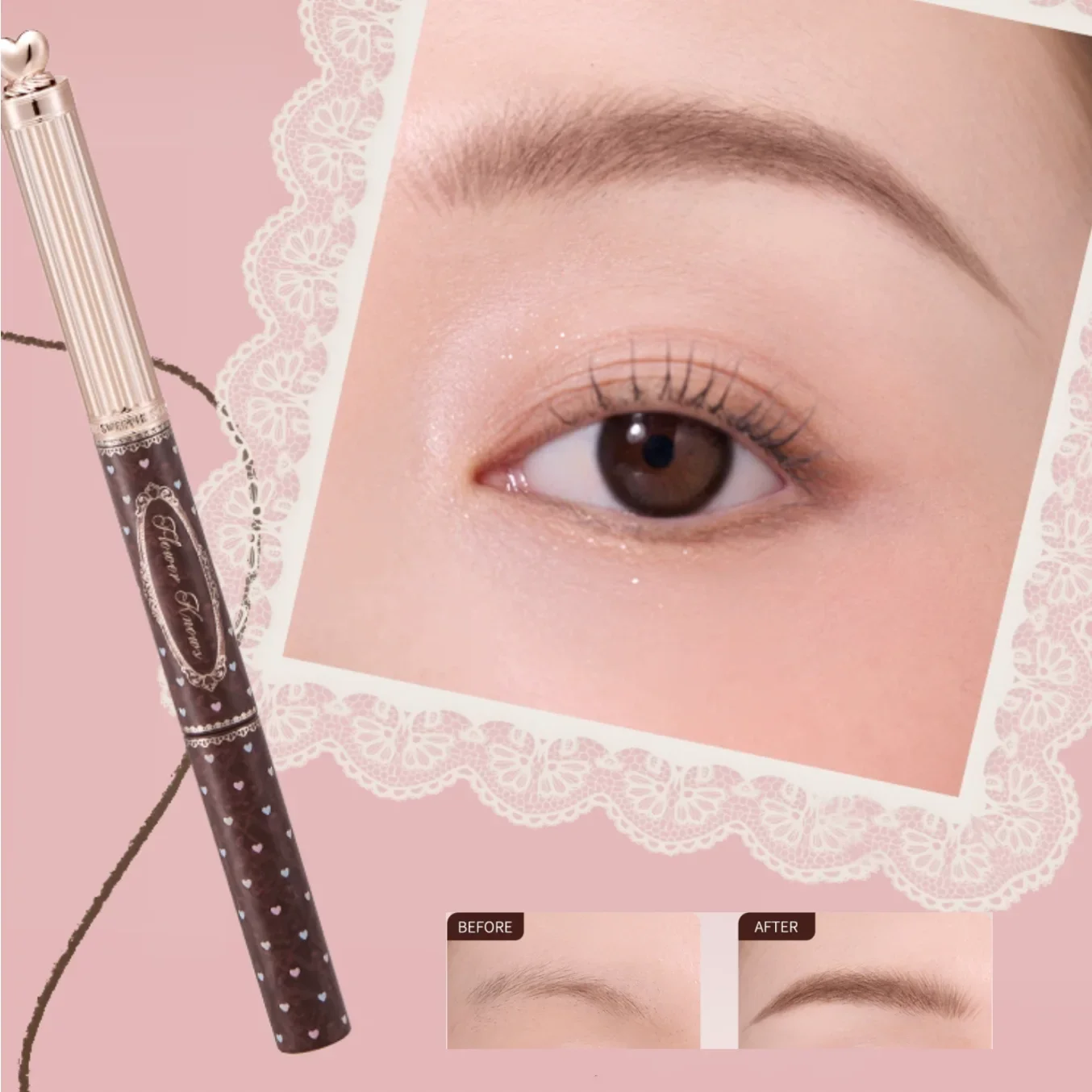 Flower Knows The Sweetie Bear Collection Dual-Ended Brow Gel und Pencil Extrem dünnes Augenbrauen-Gel, wasserfeste Make-up-Kosmetik