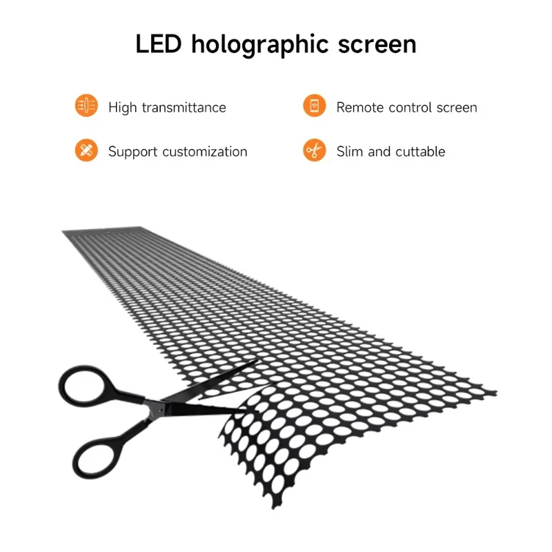 P3.9  Holographic Silver Transparent Screen 3500cd Brightness Mall Indoor High Definition Flexible Film Glass Brand Counter