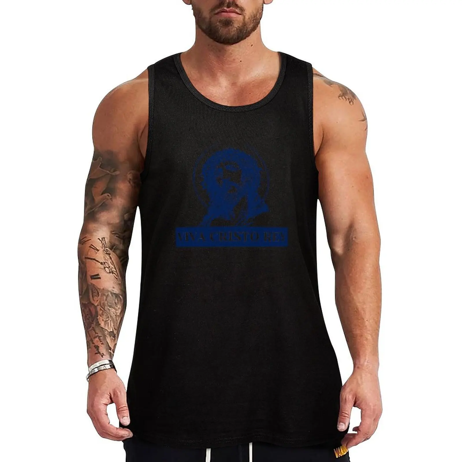 

Viva Cristo Rey Tank Top gym wear men sleeveless vests Gym t-shirt man