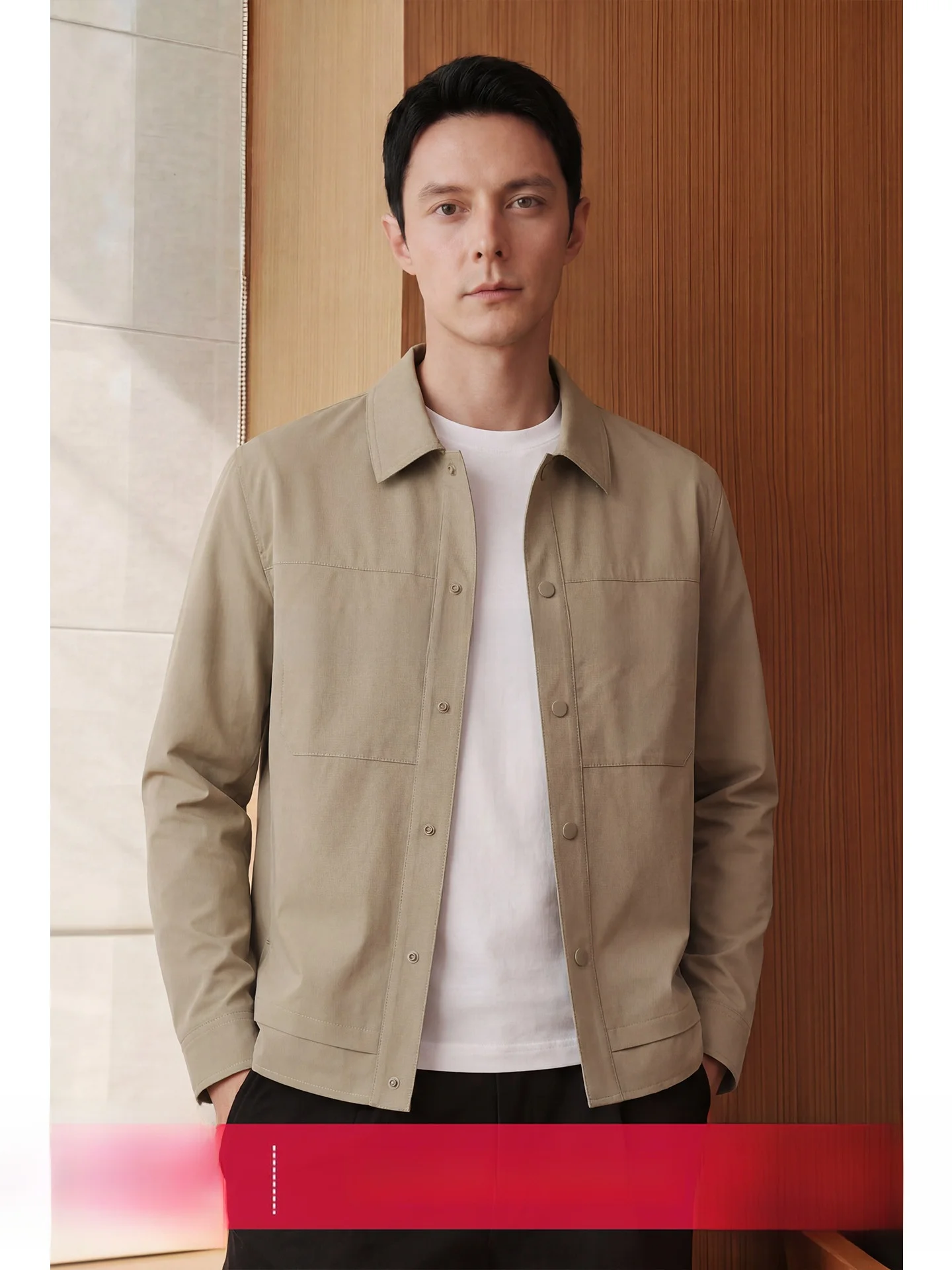 Business Casual Men's Jacket Spring Autumn New Style Administrative Design Flip Collar Simple Outerwear Top Polyester Fiber