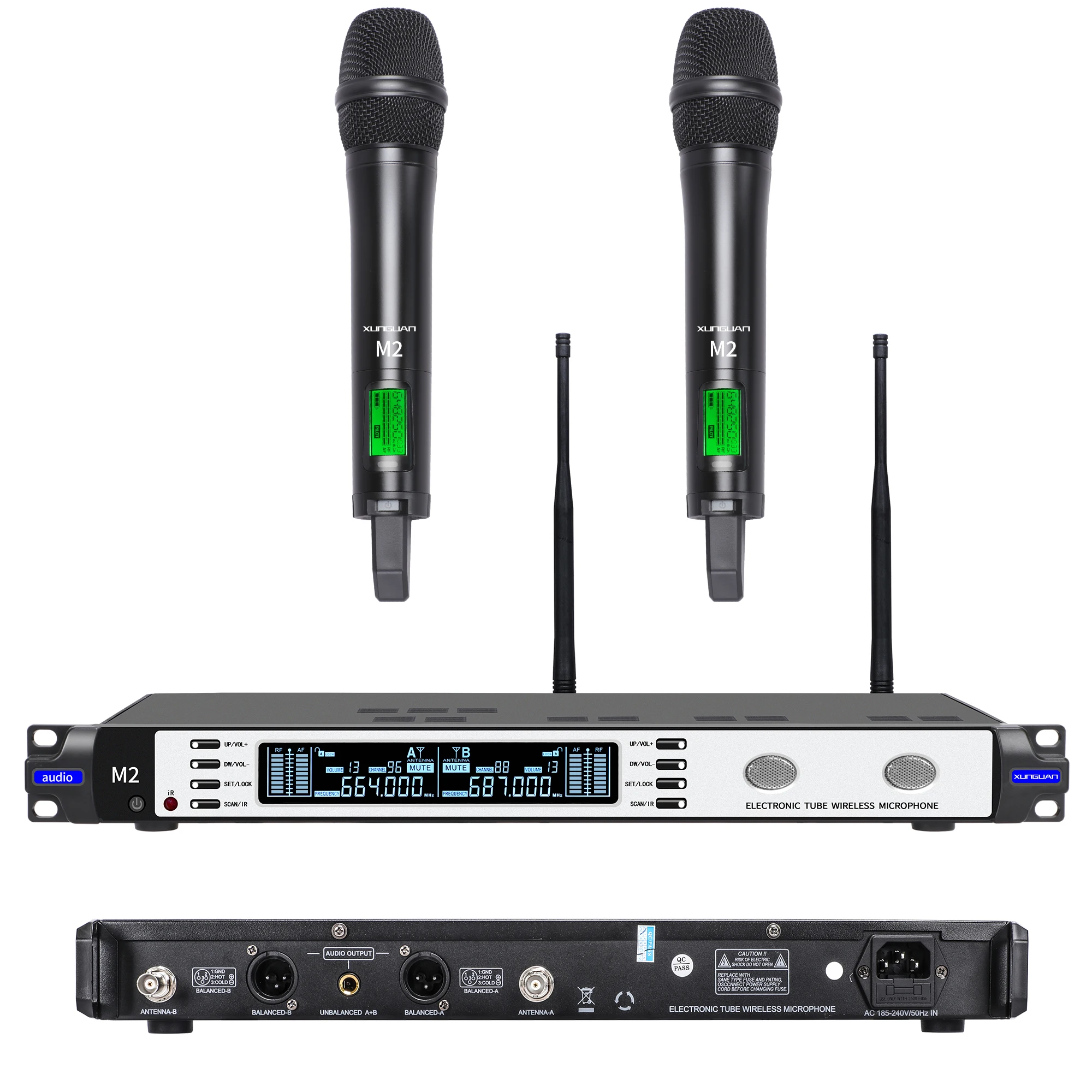 M2 Series UHF Tube Pro Wireless Handheld Microphone Microphone System, KTV conference microphone speech,Stage band use