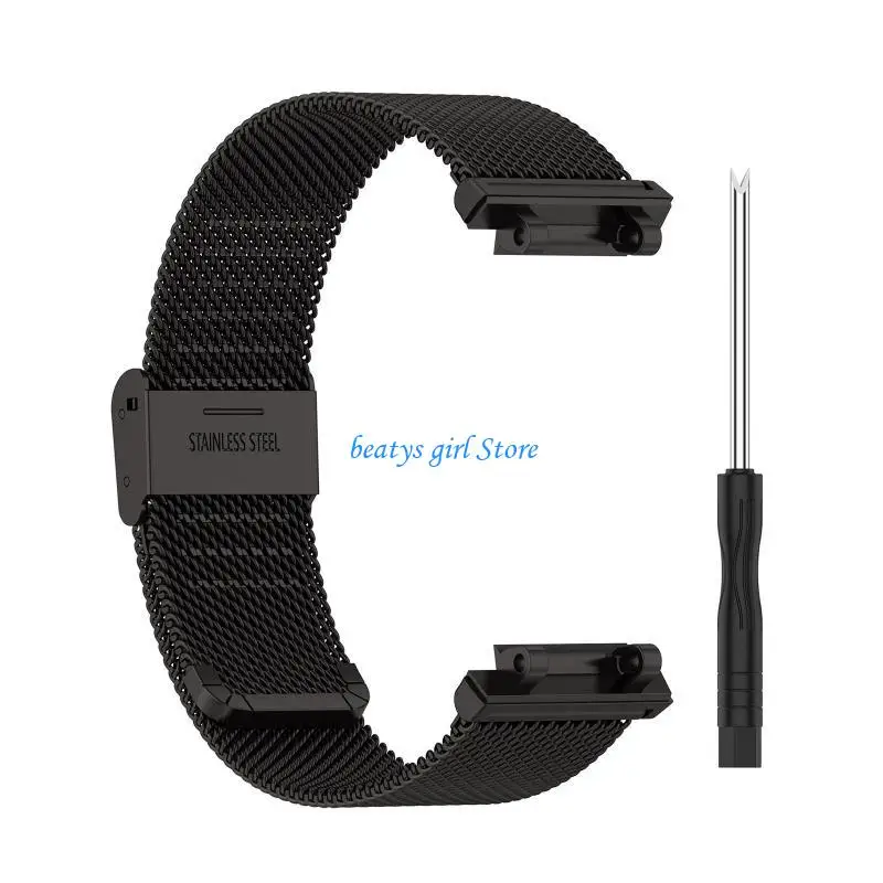 

C7AB Stainless Band Fit for AmazfitT Rex 2 Loop Adjustable Wristband Watch Mesh Strap