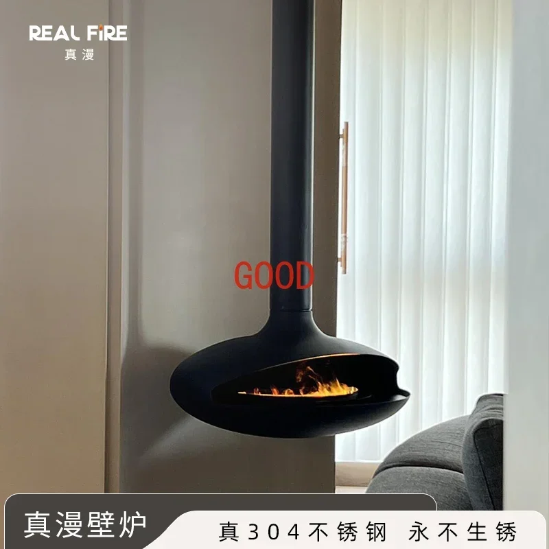 Real Fire Butterfly-Shaped Wood Burning Electronic Simulation Flame Atomization Fireplace Living Room Villa