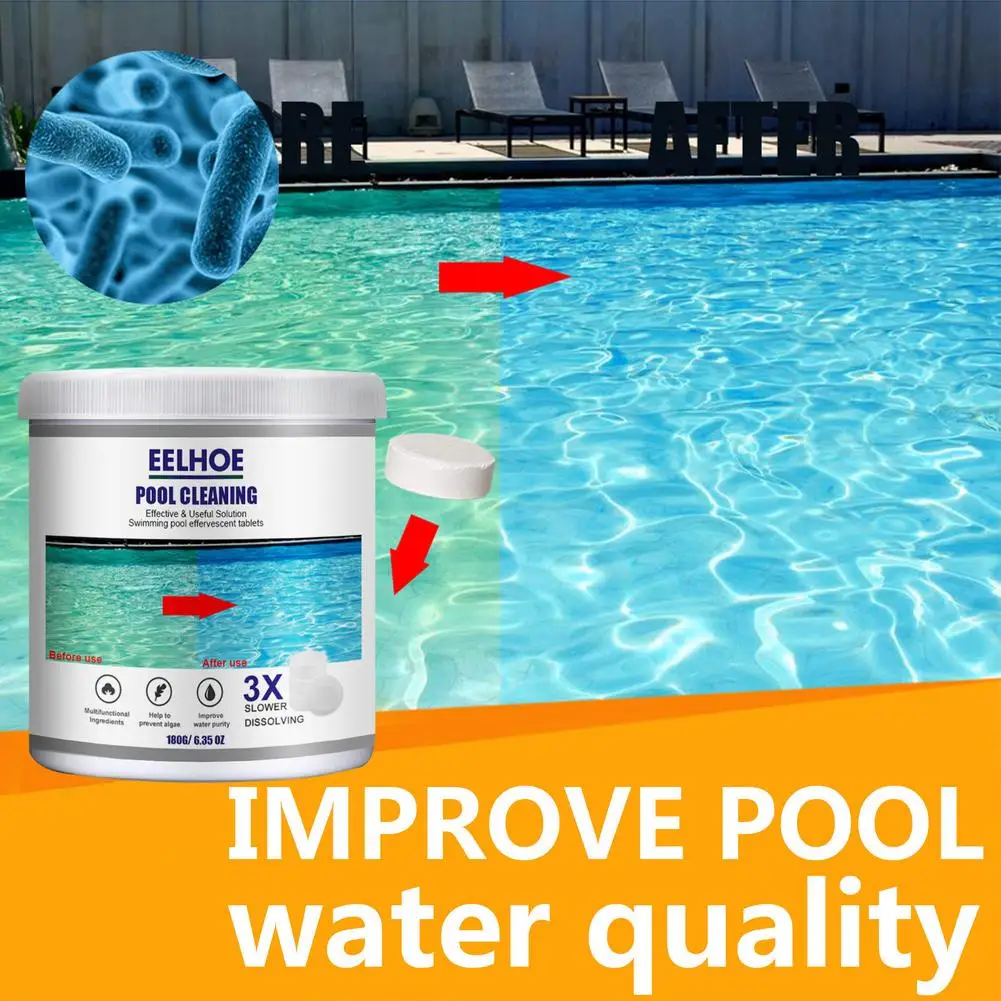 Pool Cleaning Effervescent Tablets Efficient Decontamination Purify Water Prevent Algae Cloudiness Cleaner For Swimming Pool