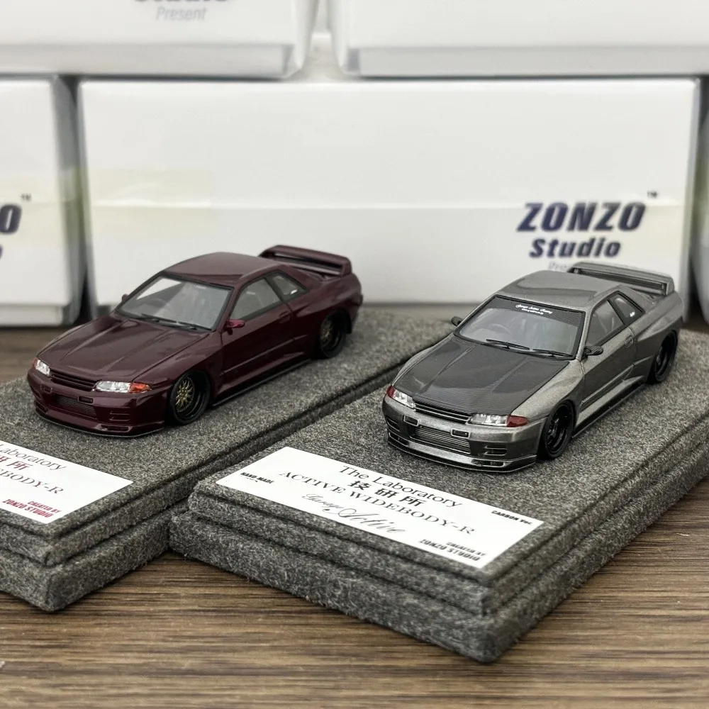 Zonzo Studio 1:64 Skyline GTR R32 Garage Active Widebody Red/Gray JDM Limited Edition Resin Metal Static Car Model Toy Gift