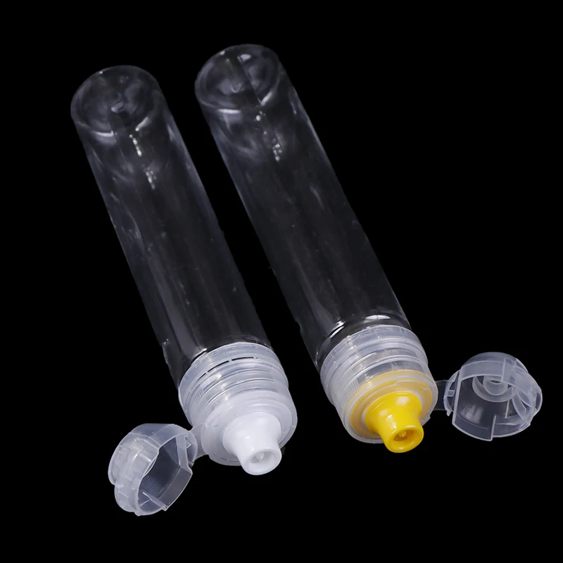 10PCS Home 130g Plastic Bottle Push Pull Replacement Caps Reusable Portable Paste Packaging Bottle White/Yellow 19.5*3cm