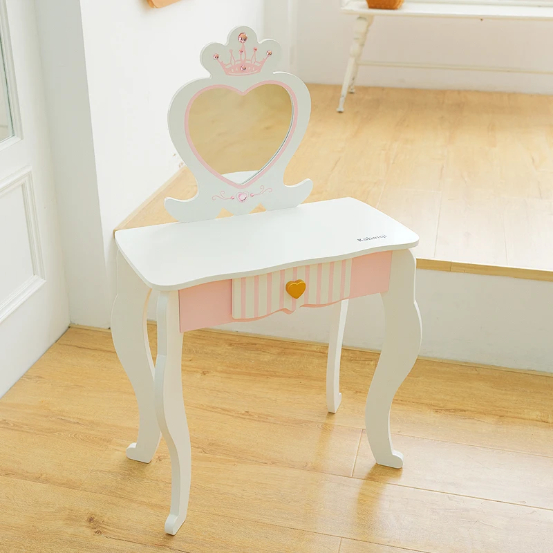 Wooden Puzzle Simulation Parent-child Interactive Love Dressing Table Set For Children Playing House Toys
