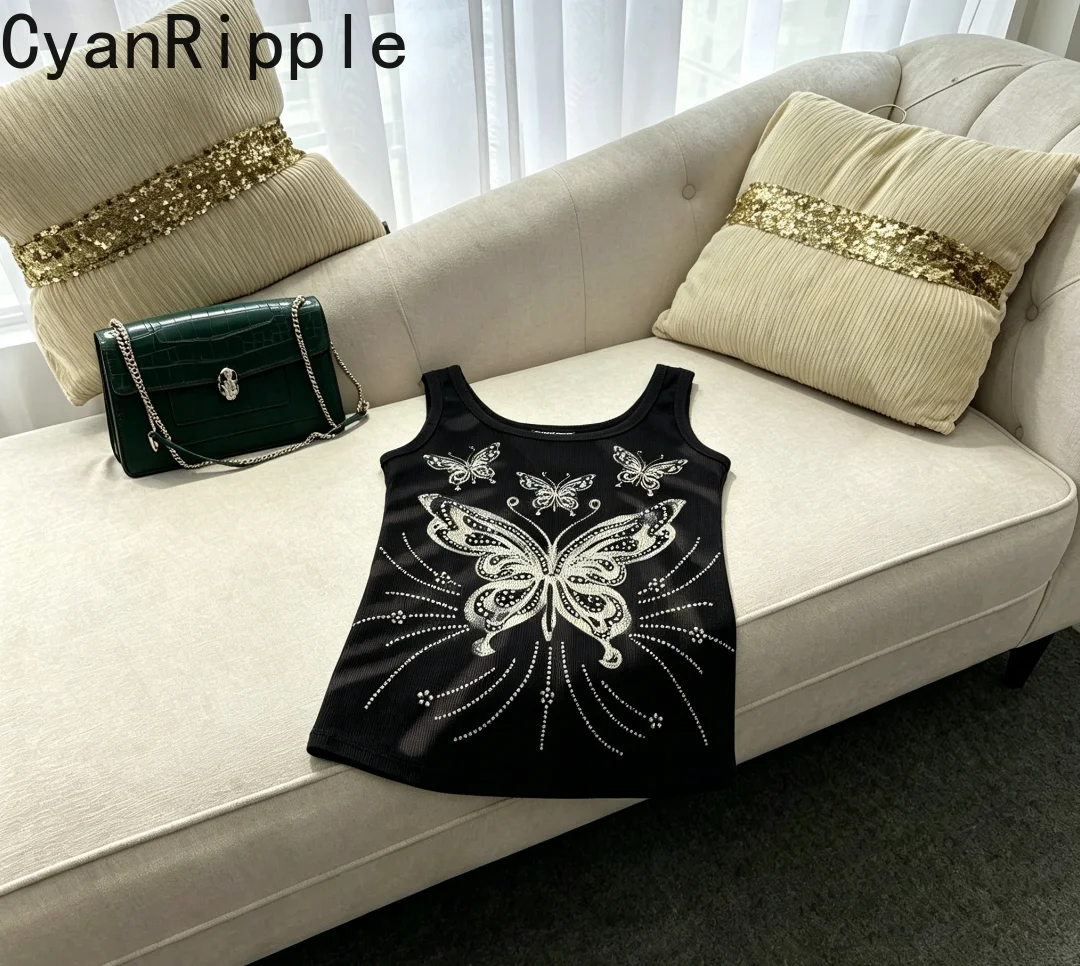 

Spice Girls Hot Diamonds Butterfly Printed Sleeveless T-shirt Women New Spring Summer Stretch Slimming Camisole Basic Tanks Top