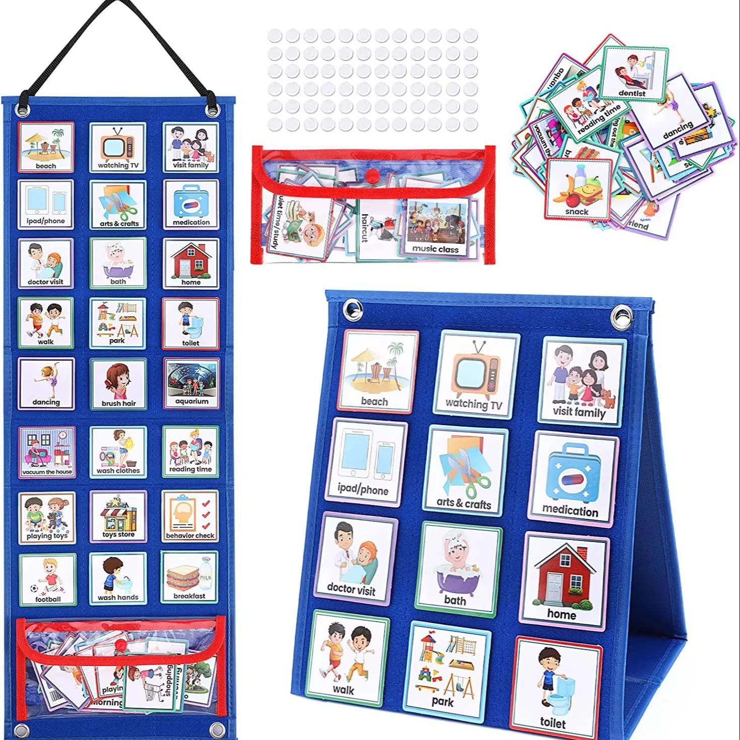 

Visual Schedule for Kids Daily Routine Chart with 70 Cards Calendar Pocket Autism Learning Behavioral Tool For School Toys