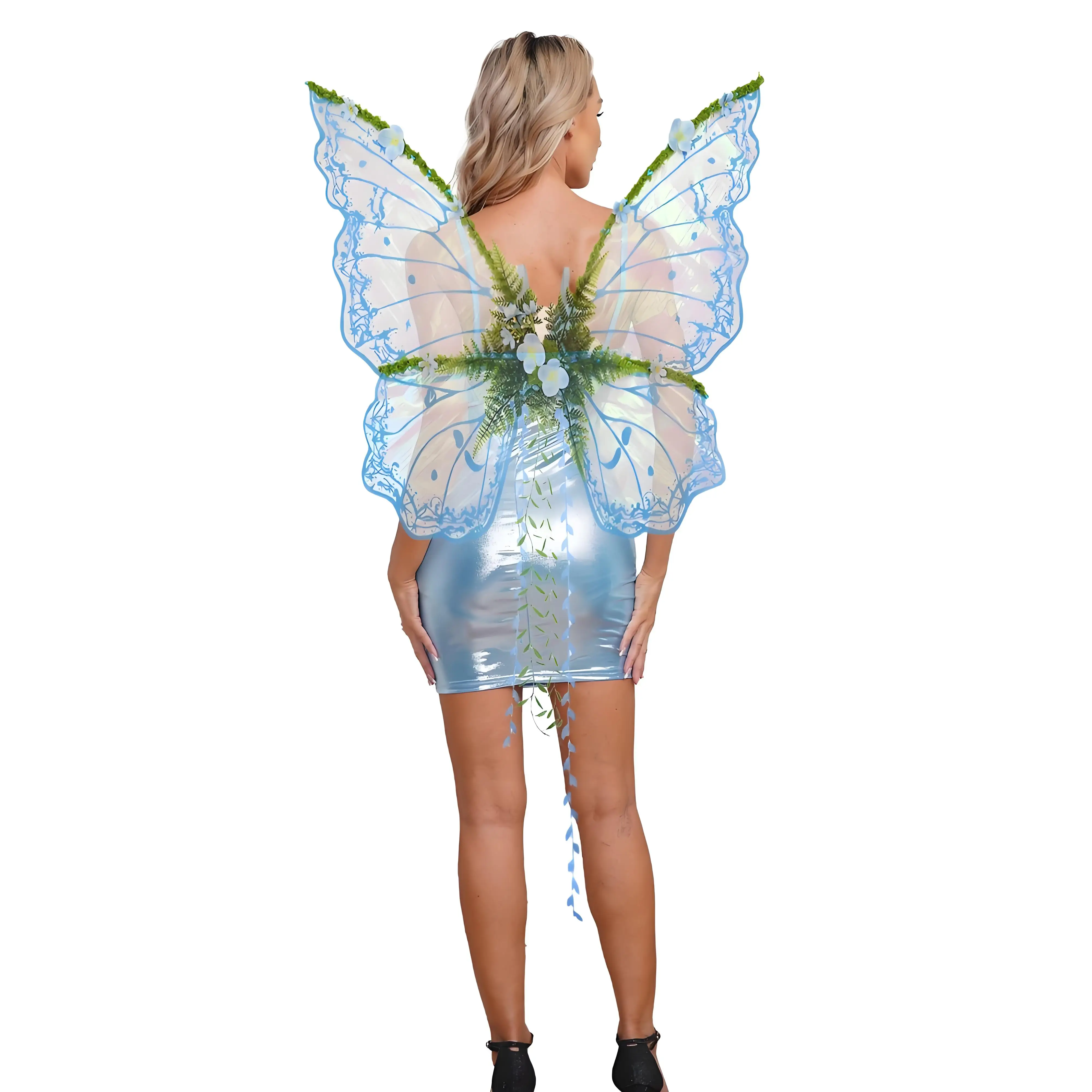 Fairy Wings Butterfly Wings with Flowers Leaves Vines Decor for Women Forest Elf Princess Halloween costume Dress Up Accessories view 2