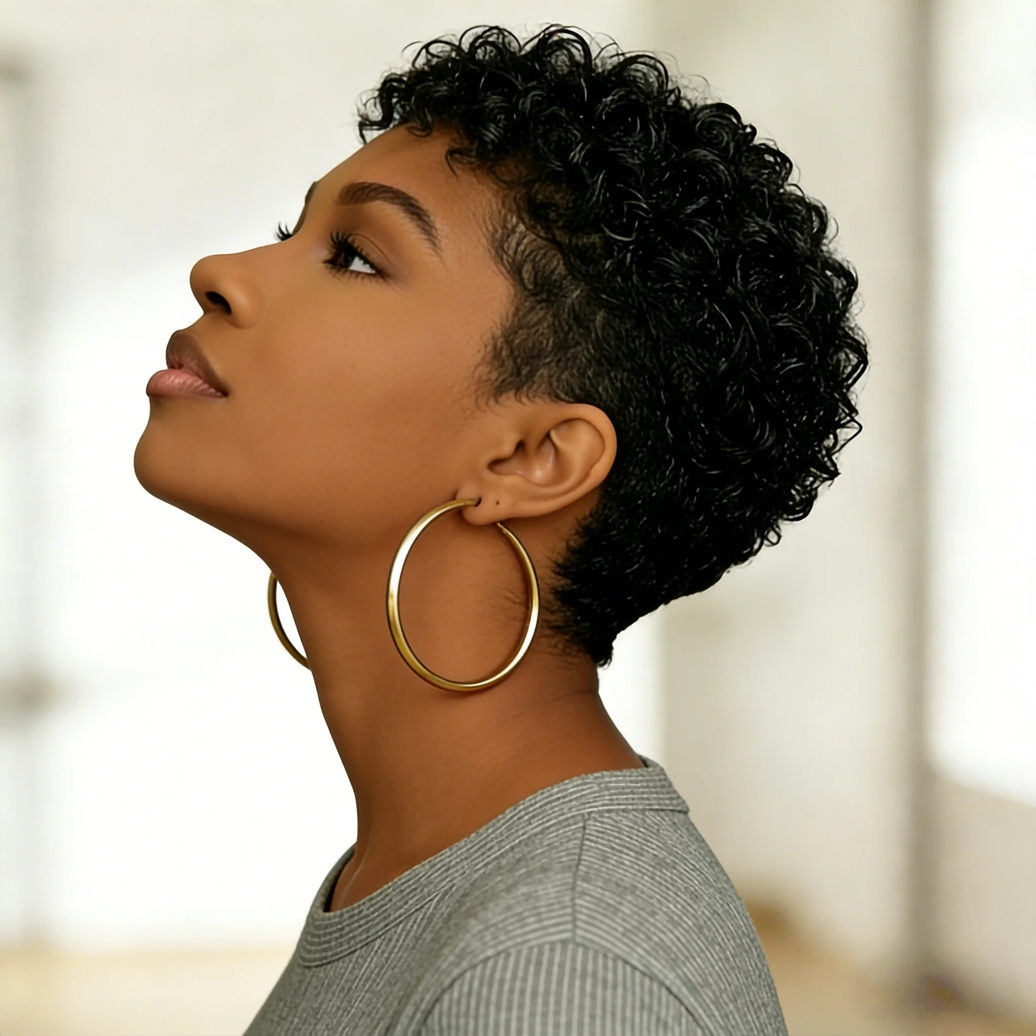 Pixie Cut Wigs Human Hair Short Curly  For Women Natural Black Wine red brown Full Machine Made Wig image 3