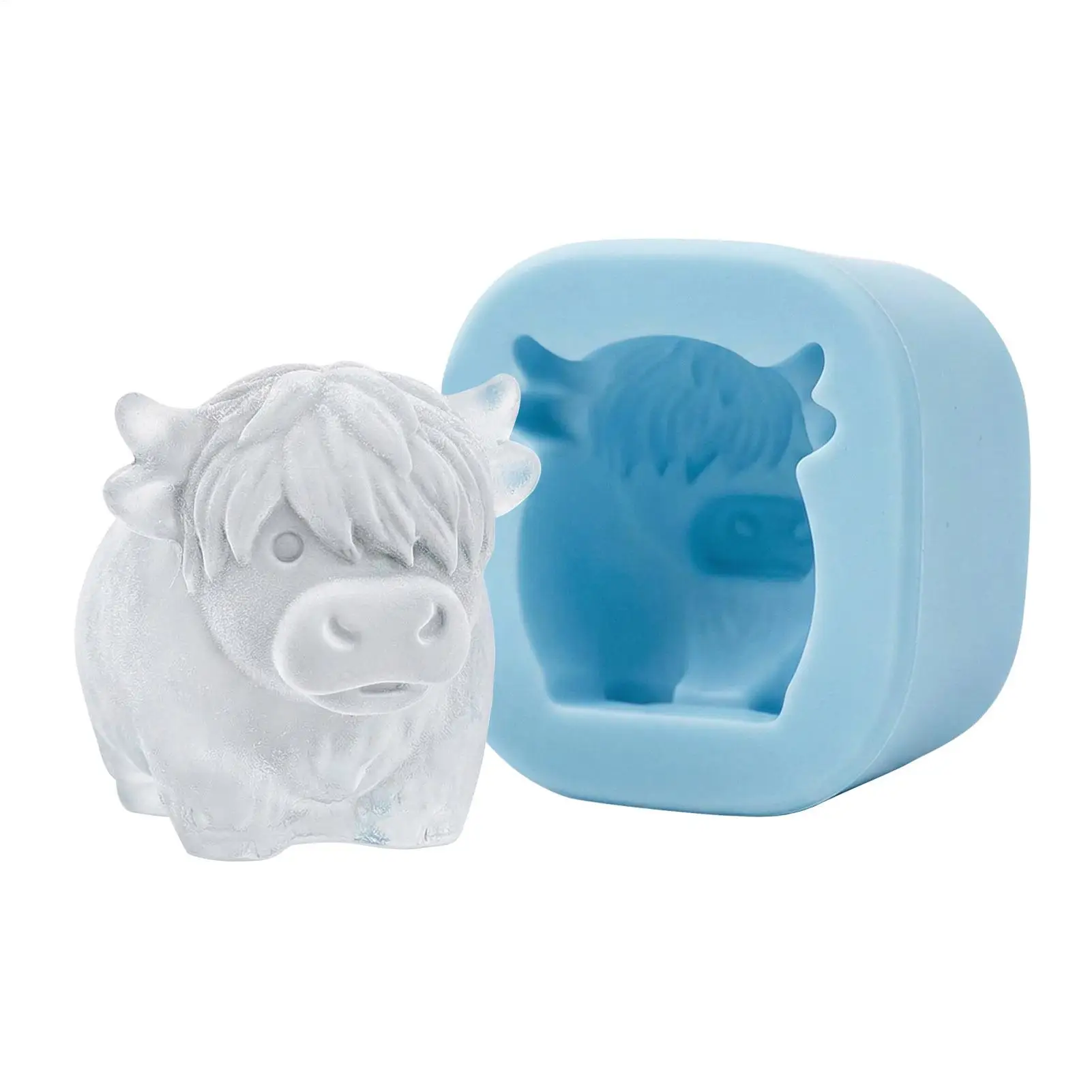 1/6-Cavity Cute Highland Cow Silicone Ice Mold Animal-Shaped Ice Tray for Whiskey Food Grade Perfect for Home Bar Supplies