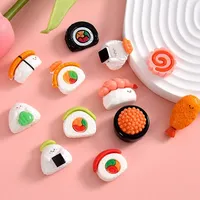 10PCS Shiny Sushi Snacks Series Miniature Flat Back Resin Cabochons For Hairpin Scrapbooking DIY Home Decor Craft Accessories