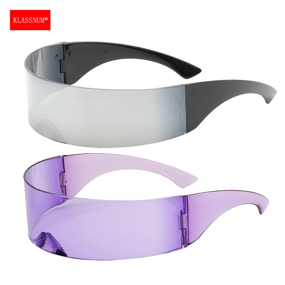 KLASSNUM Cyberpunk Glasses Man Punk Sunglasses Vintage Y2K Futuristic Wrap Around Costume Women Colorful Sunglasses Eye Mask - view 2