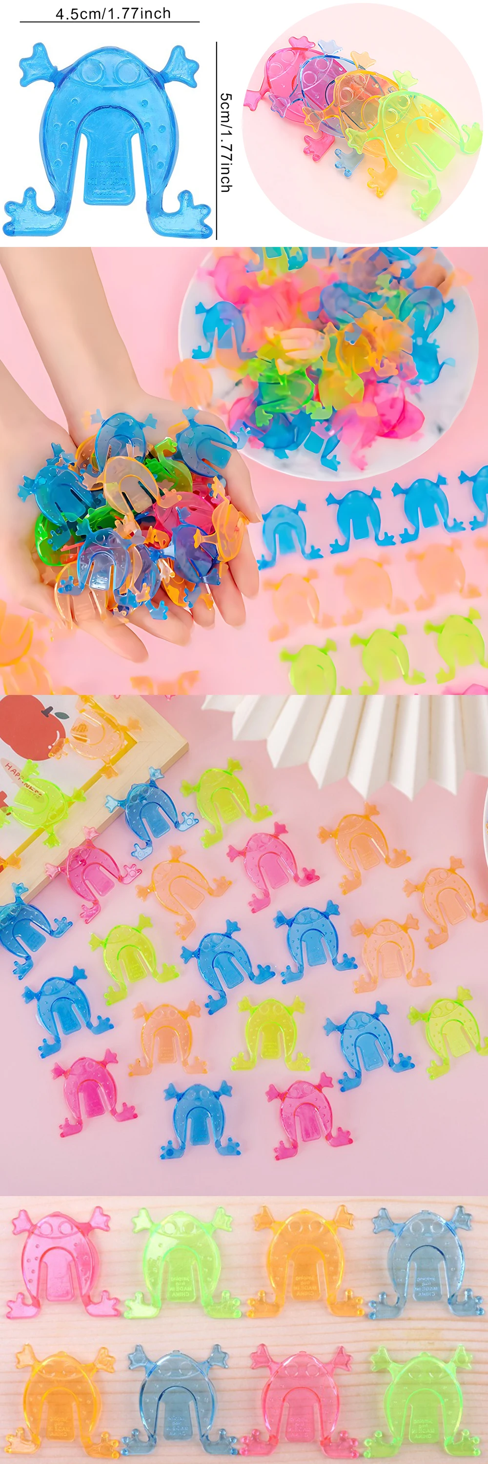20/40/50PCS Transparente springende Frösche 4,5 cm Kunststoff Bunte springende Frösche Spielpreise Party Belohnungen Büro Stressabbau ZYF – Detail 1