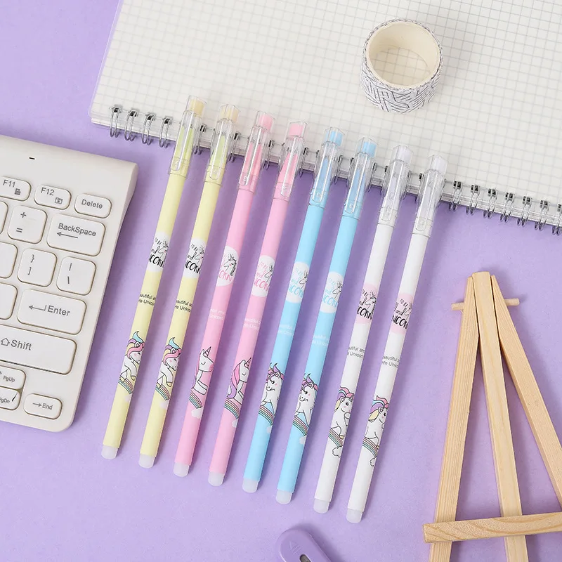 

48 Creative Stationery Cartoon Unicorn Straight Neutral Water Pen Student Erasable Signature Gel Pens Exam Stationery Supplies