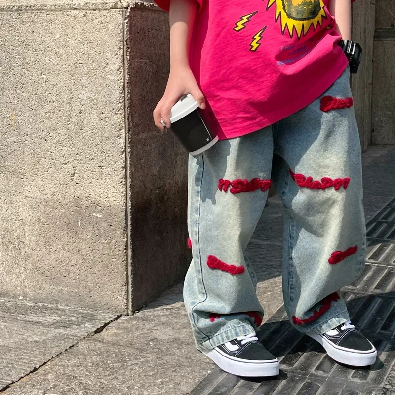 Baoduo abbigliamento per bambini Jeans per ragazzi primavera 2023 nuova primavera pantaloni per neonato bambini pantaloni per bambini alla moda