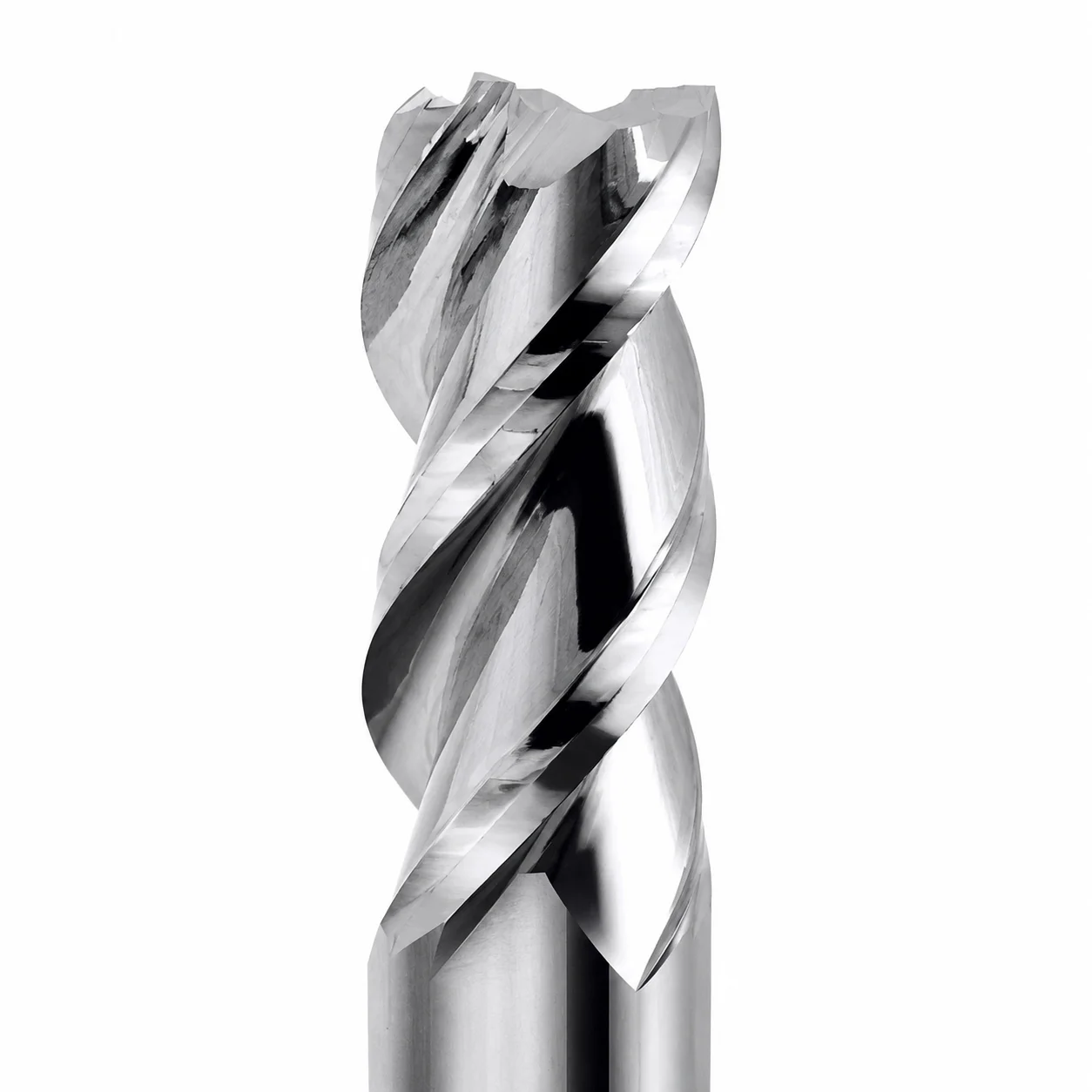 HRC55 3-Schneiden-Wolframkarbid-Schaftfräser, hochglänzend, verlängerter gerader Schaft, CNC-Fräser für Aluminiumlegierungen – Detail 1