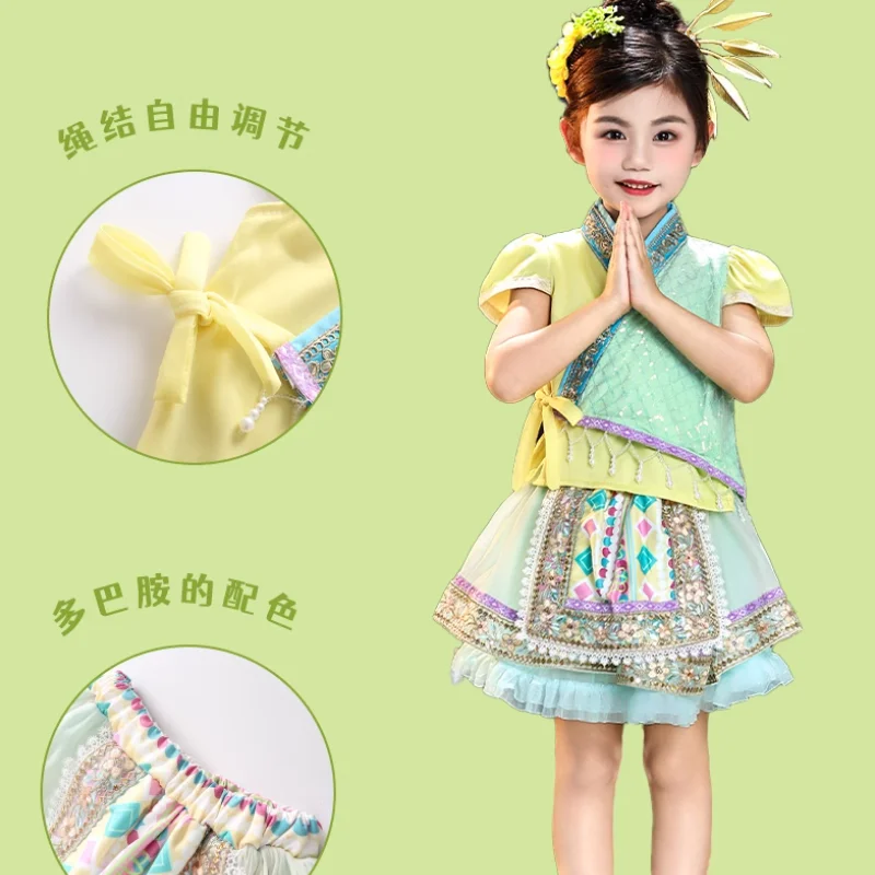 Costumi cinesi di performance per bambini Dai per il set del festival di spruzzi d'acqua