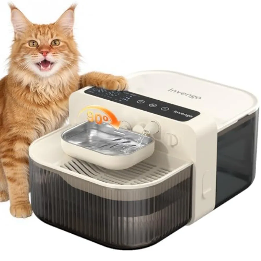 

Беспроводной фонтан-поилка для кошек без фильтра, 3,5 л, из нержавеющей стали, с разделением отходов, не требует фильтрации