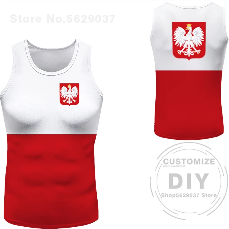 Poland Vest Diy Free Custom Name Pol Sleeveless Tshirt Nation Flag Pl Republic Polska Polish Country College Print Photo Clothes