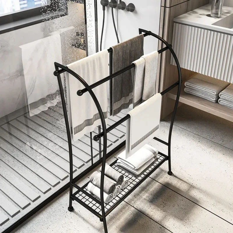 floor mounted bathroom storage rack, bathroom clothes rack, non perforated toilet towel rack, kitchen towel rod