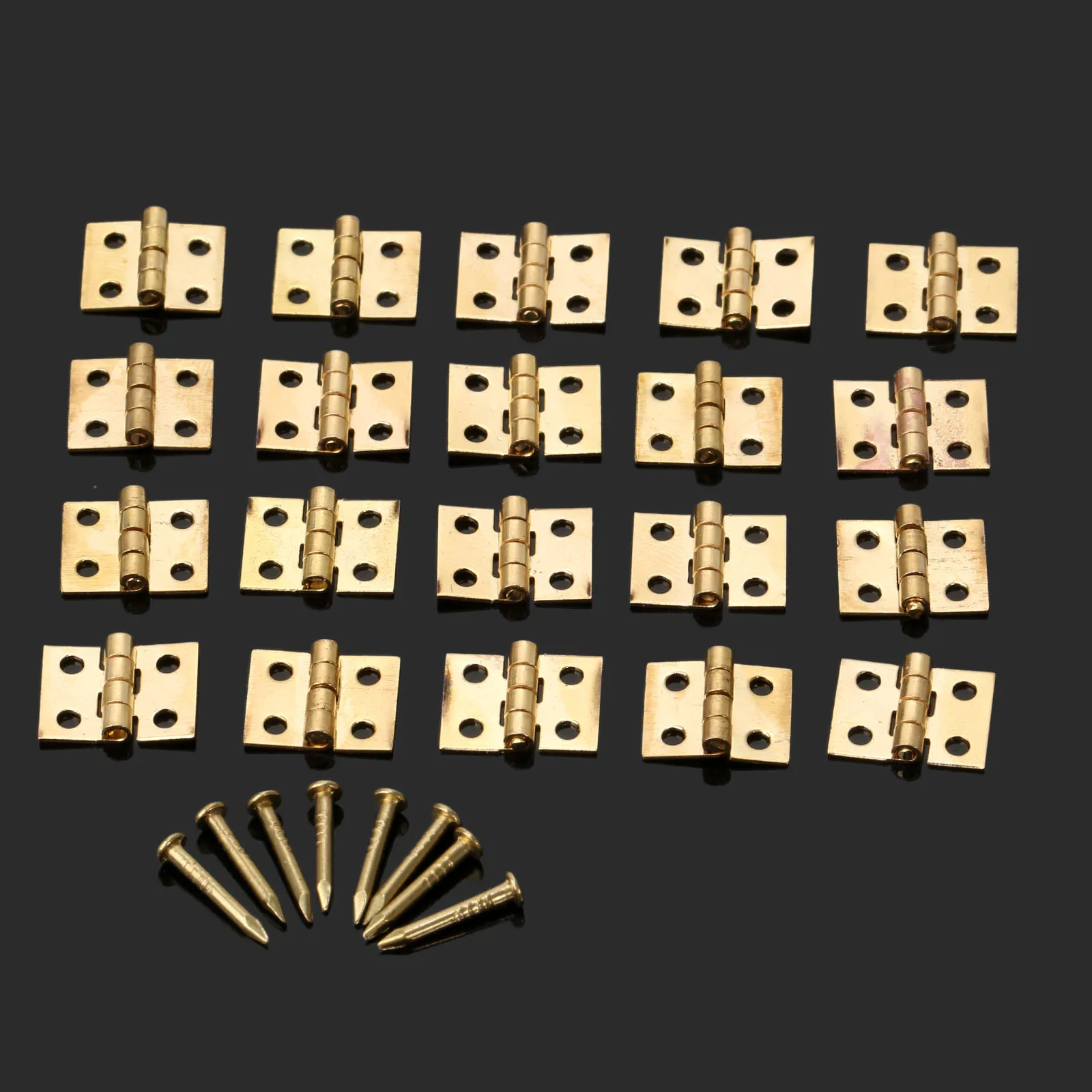 80Pcs Brass Hinges Mini Hinge 1cm*0.8cm for Small Furniture Jewelry Wood Box Decorative Bag Furniture Fittings with Screws