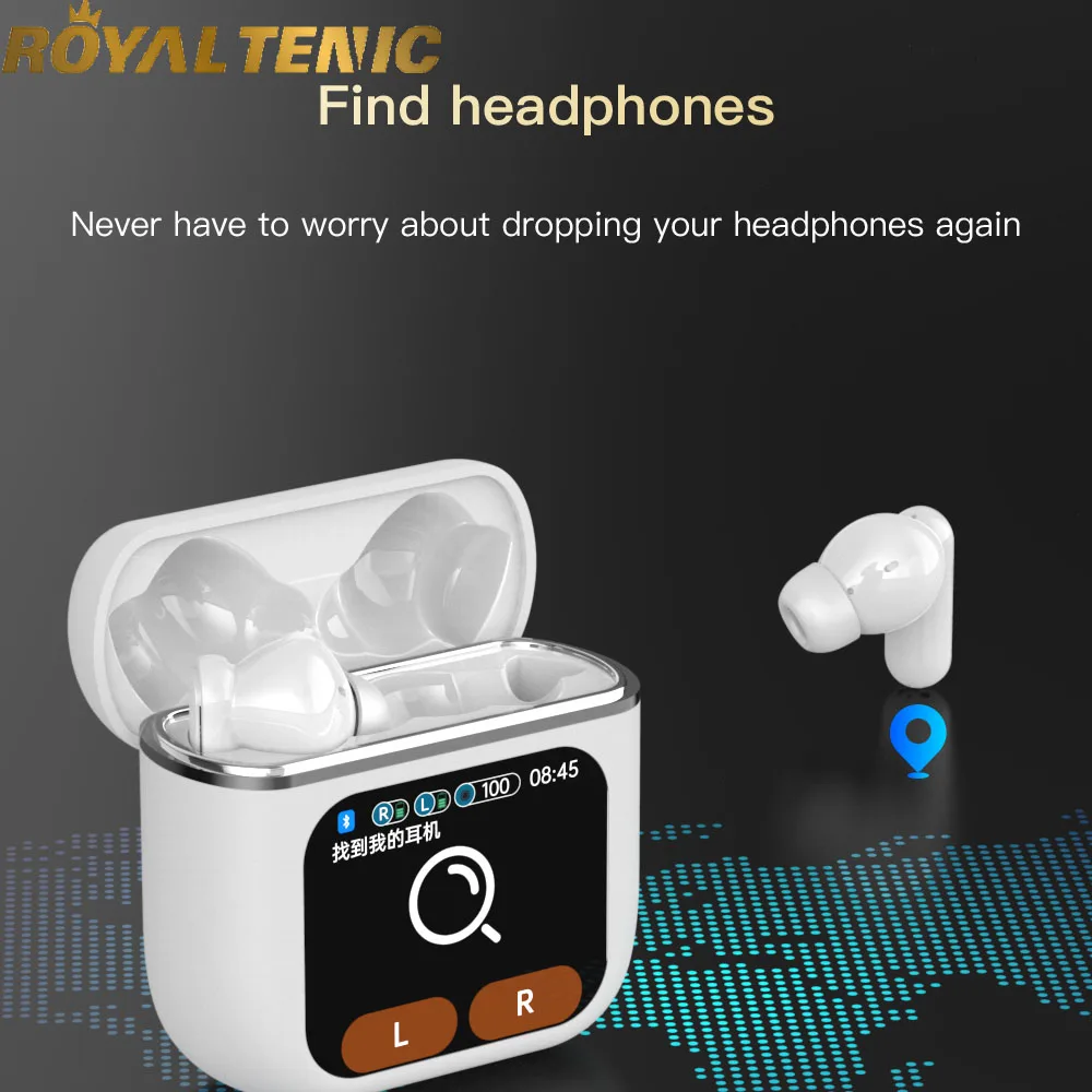 True Bluetooth SE-60 Earbuds with LED Smart Touch Screen Caller ID Noise Cancelling in-ear Earphones