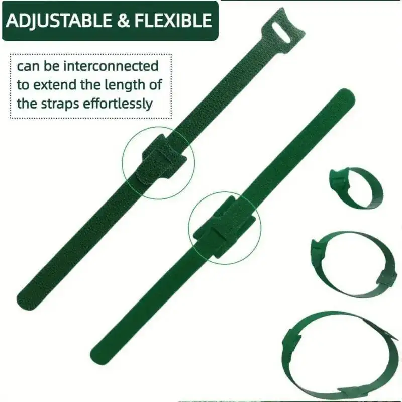 New 50/100Pcs Reusable Non-Slip Nylon Plant Ties With Hook & Loop Fasteners Adjustable Gardening Ties For Secure Plant Support