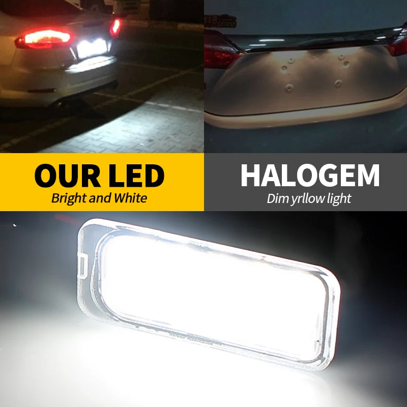 2Pcs White LED License Number Plate Light For Ford Tourneo Transit Connect Courier Custom Jaguar XJ XF 2008-2015