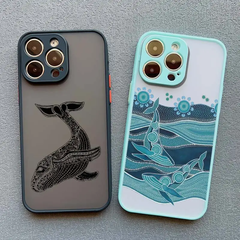 Ocean Whale Jellyfish Painted Pattern Phone Case For iphone 16 14 11 12 13 15 Plus Mini Pro Max X XR XS 7 8 Plus SE 2020 Cover