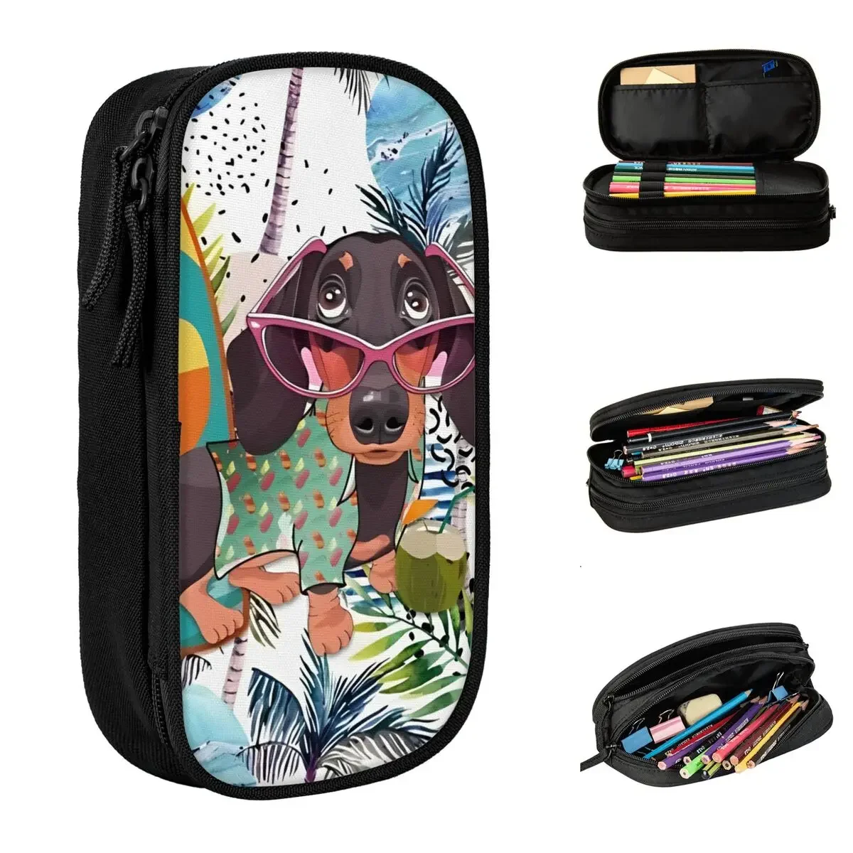 

Такса, собака, милый щенок, пенал, держатель для ручек, сумка для девочек и мальчиков, большой чехол для хранения студентов, школьный подарок, пенал