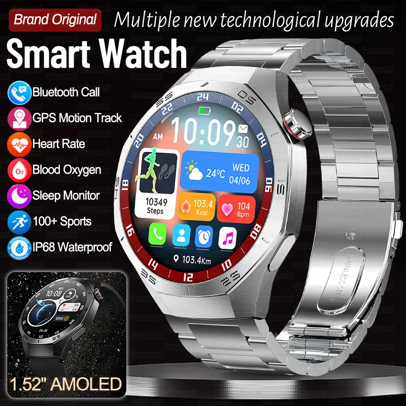 

2026 NEW Upgraded Smart Watch 1.52" AMOLED Bluetooth Call GPS Health Monitor 100+Sports IP68 Waterproof Smartwatch for Men Women