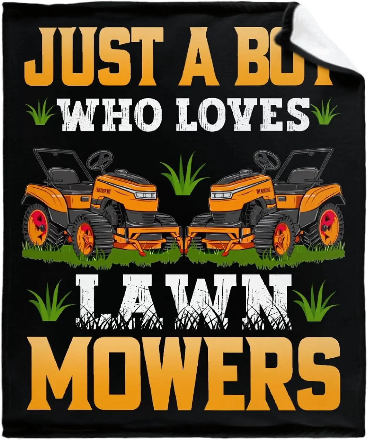 

Lawn Mower Blanket for Boys Just A Boy Who Loves Lawn Mower Gifts for Men Soft Comfortable Throw Blanket for Bedding Sofa