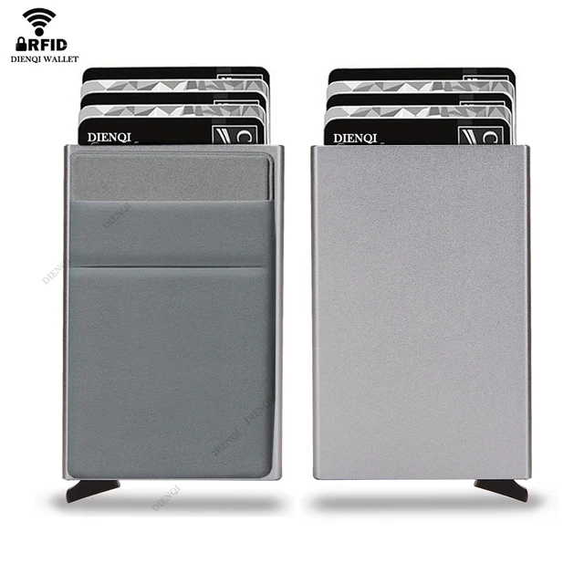 Rfid Smart Wallet Card Holder Metal Thin Slim Men Women Wallets Pop Up Minimalist Wallet Small Black Purse Vallet Wallets for Men