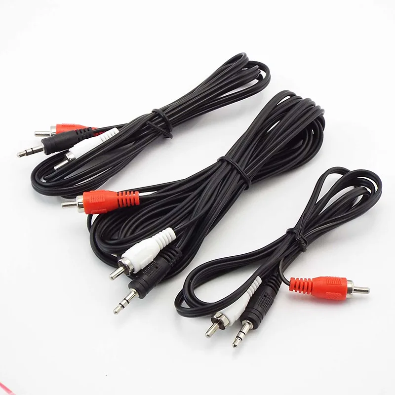 3.5mm Stereo Jack Mini Plug to 2 RCA Male Splitter Connector Phono Audio Speaker Adapter Cables W28