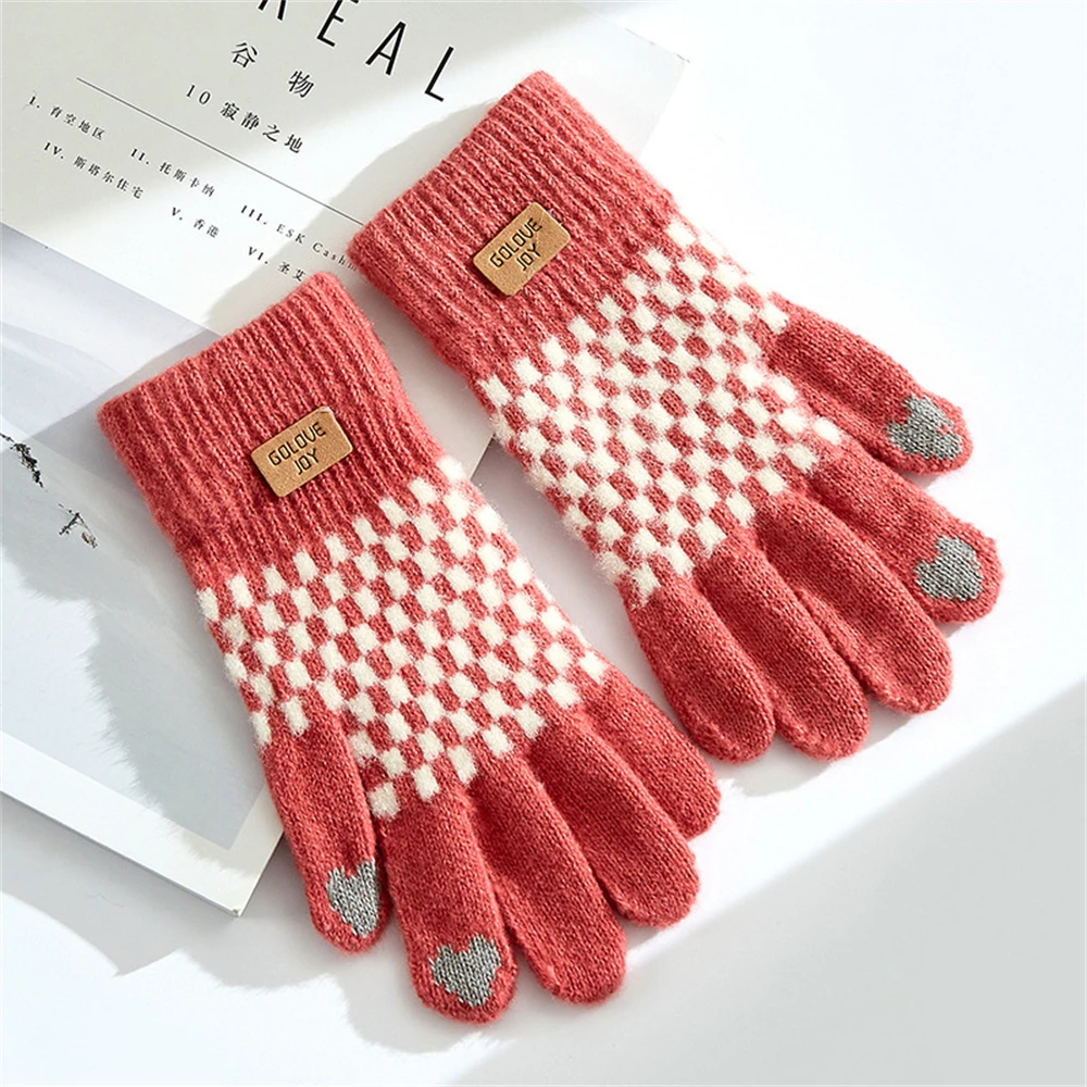 Ladies cute finger winter warming thicken anti-freezing knitted wool gloves   ST-1832