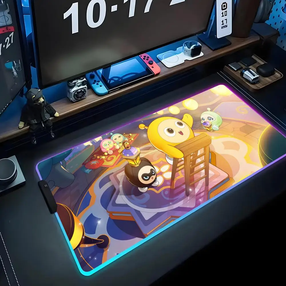 

Game eggy party Mouse Pad RGB Gaming Mousepad Big LED Pad PC Desk Mat Luminous Mouse Pad Large Keyboard Mats Table Rug With