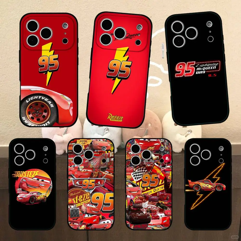 L-Lightnings McQueens Schwarze Handyhülle Passend für iPhone 17,16,15,11,13,14 Pro Max,Plus,X,Xr,Xs Max,13Mini