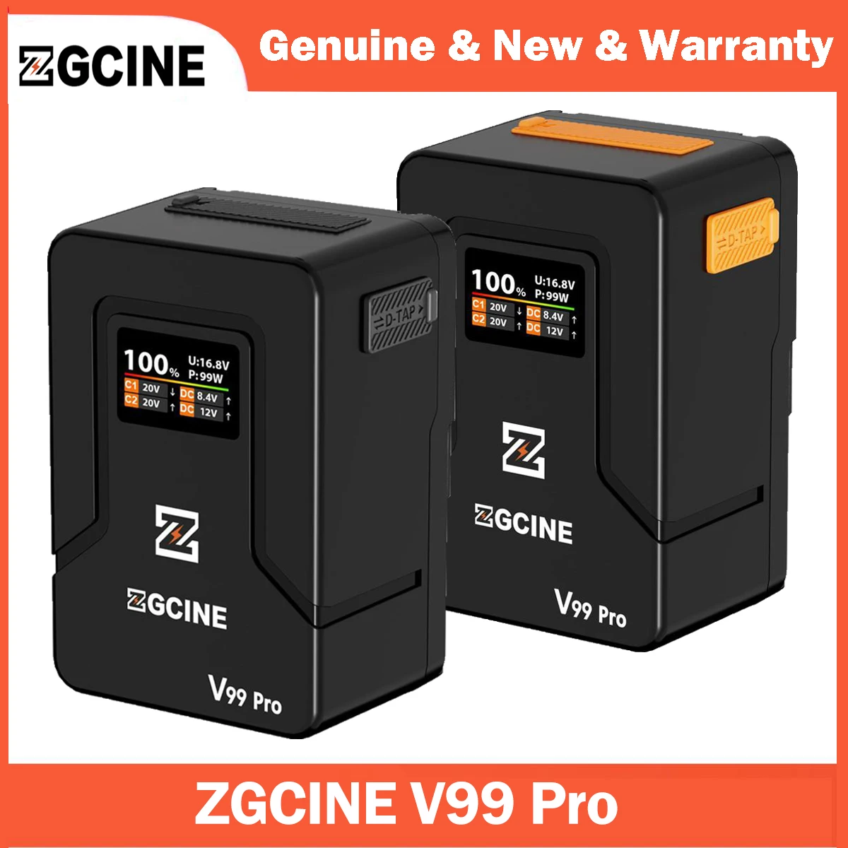 ZGCINE V99 Pro V Mount Battery 100W USB-C PD Fast Charger with D-Tap Double USB-C PD Port For BMPCC 6K Pro Canon R5C Sony FX3