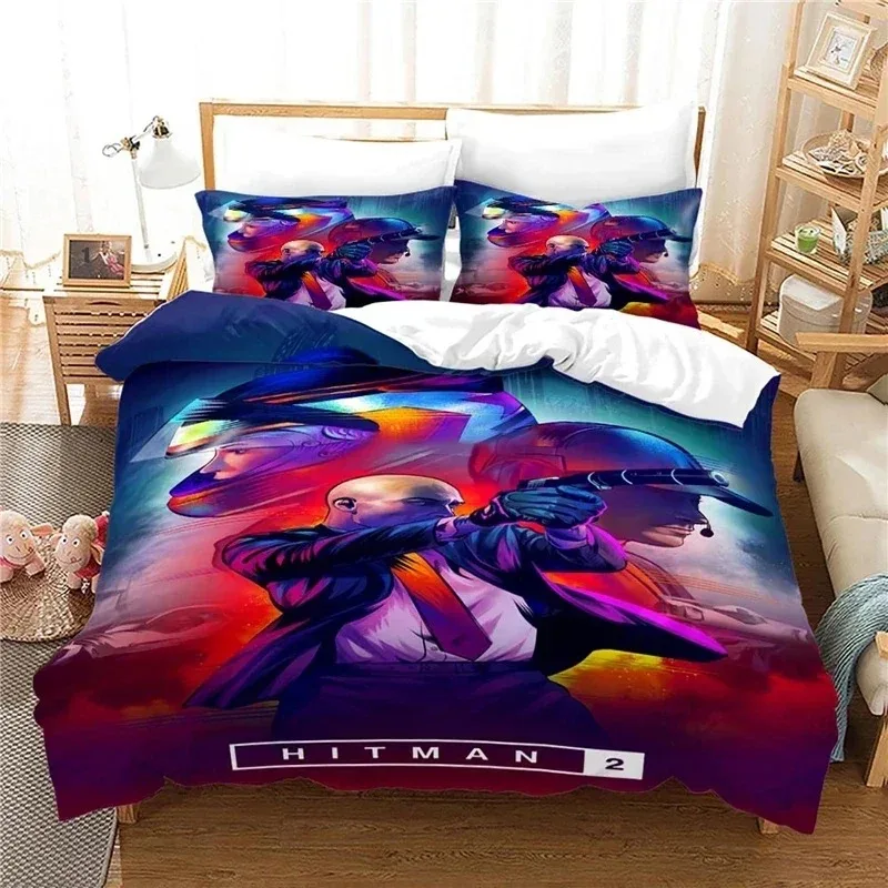 

Game Hitman Killer Bedding Set Boys Girls Twin Queen Size Duvet Cover Pillowcase Bed Kids Adult Fashion Home Textileextile