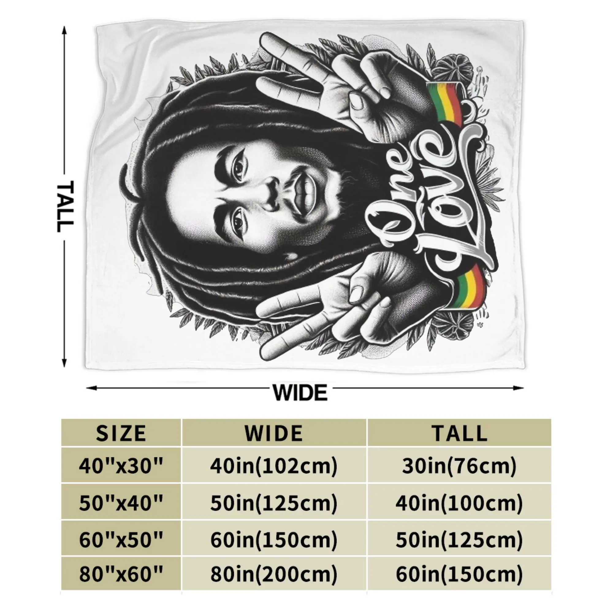 ผ้าห่มฟลานเนลลายดนตรี BOB MARLEY ONE LOVE ผ้าห่มสำหรับเครื่องนอน ผ้าห่มนุ่มสำหรับใช้กลางแจ้ง