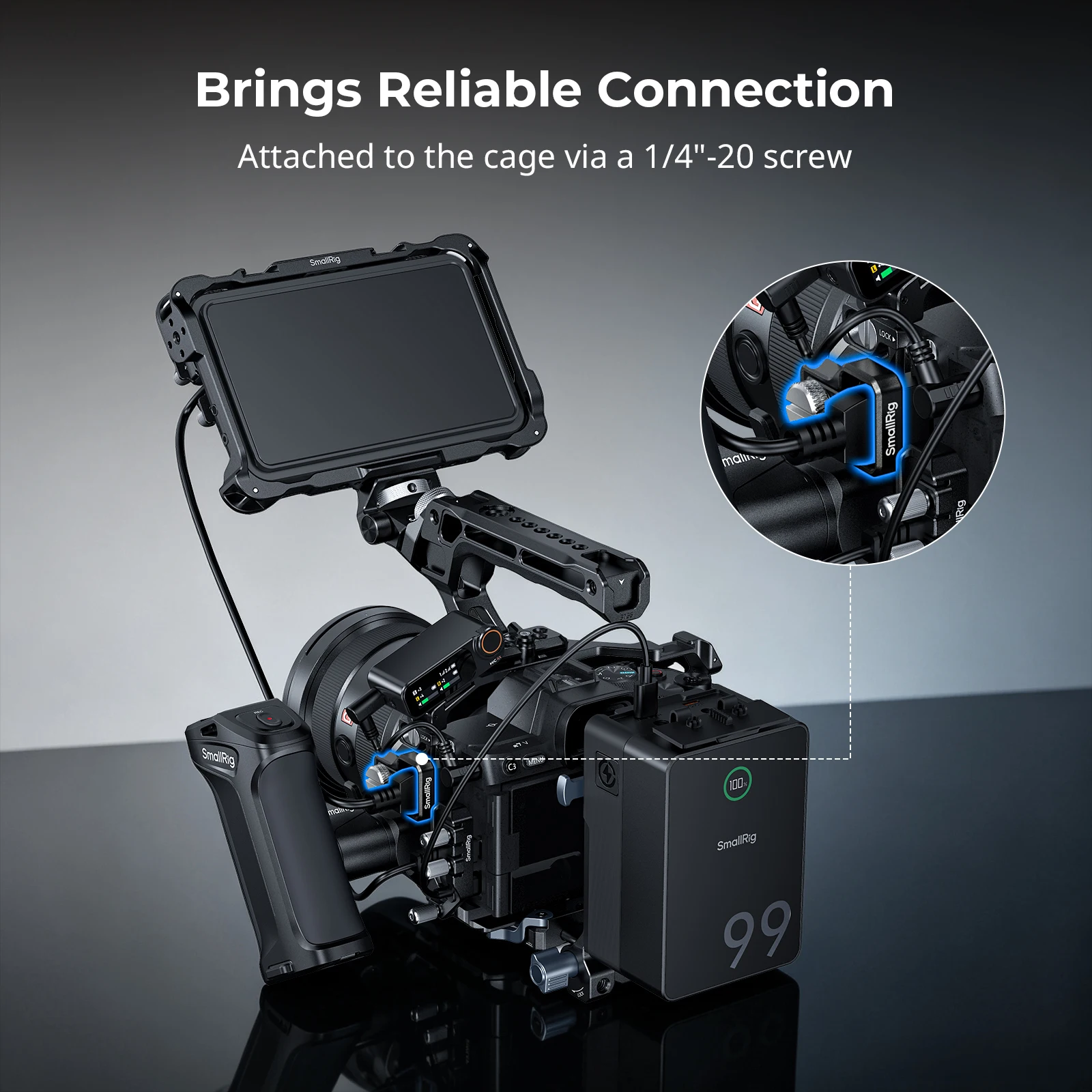 Klips SmallRig 7V / 7IV do kabla HDMI do klatek Sony Alpha 7 V / 7 IV, do zestawów Half Cage, zapewniający stabilną transmisję danych. — zdjęcie produktu 4